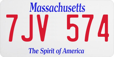 MA license plate 7JV574