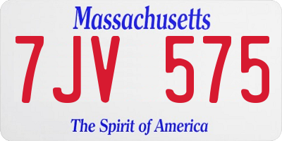 MA license plate 7JV575