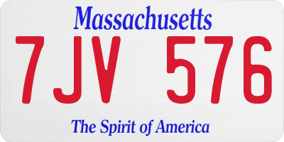 MA license plate 7JV576