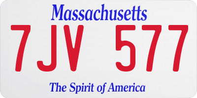 MA license plate 7JV577
