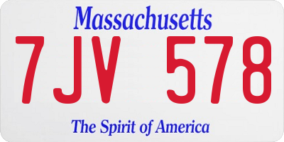 MA license plate 7JV578