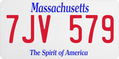 MA license plate 7JV579
