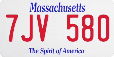 MA license plate 7JV580