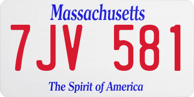 MA license plate 7JV581