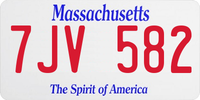 MA license plate 7JV582