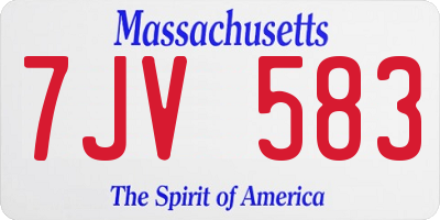 MA license plate 7JV583