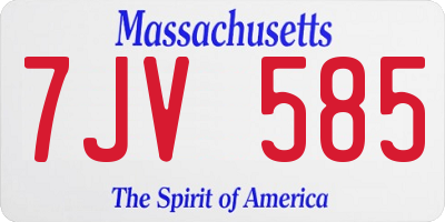 MA license plate 7JV585