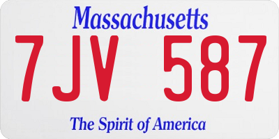 MA license plate 7JV587