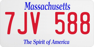 MA license plate 7JV588
