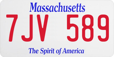 MA license plate 7JV589