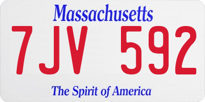 MA license plate 7JV592