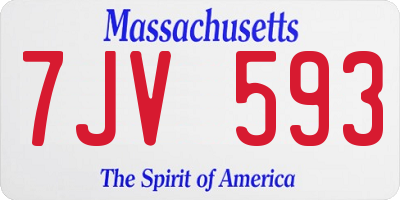 MA license plate 7JV593
