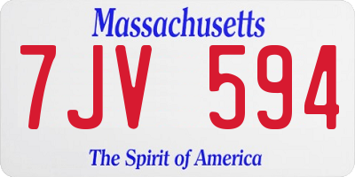 MA license plate 7JV594