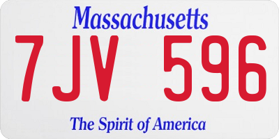 MA license plate 7JV596