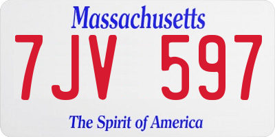 MA license plate 7JV597