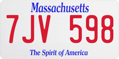 MA license plate 7JV598
