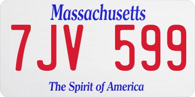 MA license plate 7JV599