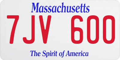 MA license plate 7JV600