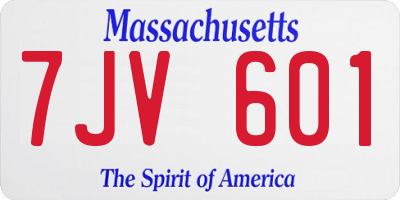 MA license plate 7JV601