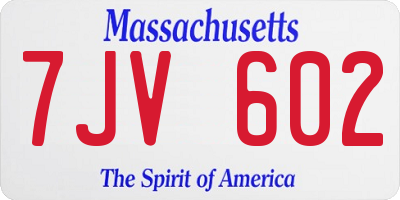 MA license plate 7JV602