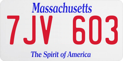 MA license plate 7JV603