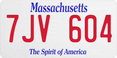 MA license plate 7JV604