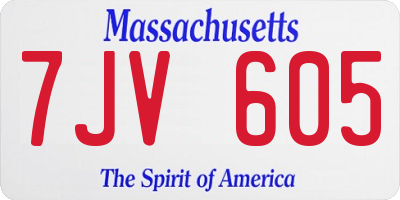 MA license plate 7JV605