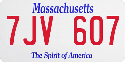 MA license plate 7JV607