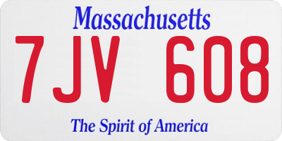 MA license plate 7JV608