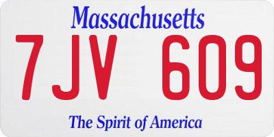 MA license plate 7JV609