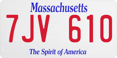MA license plate 7JV610