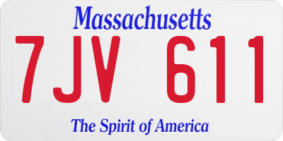 MA license plate 7JV611