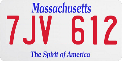 MA license plate 7JV612