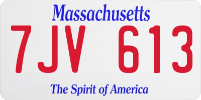 MA license plate 7JV613