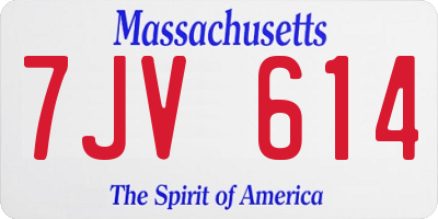 MA license plate 7JV614