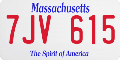 MA license plate 7JV615