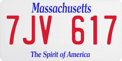 MA license plate 7JV617
