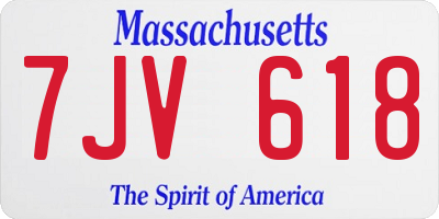 MA license plate 7JV618