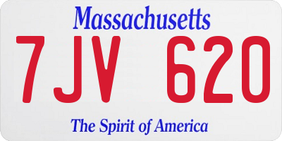 MA license plate 7JV620