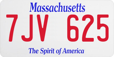 MA license plate 7JV625