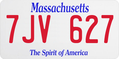 MA license plate 7JV627