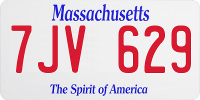 MA license plate 7JV629