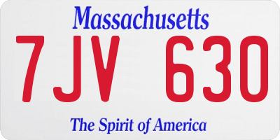 MA license plate 7JV630