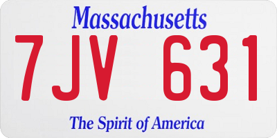 MA license plate 7JV631