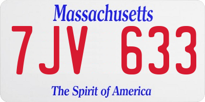MA license plate 7JV633