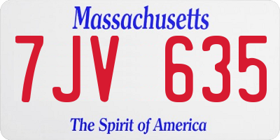 MA license plate 7JV635