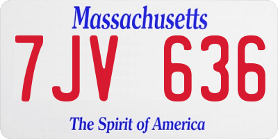 MA license plate 7JV636