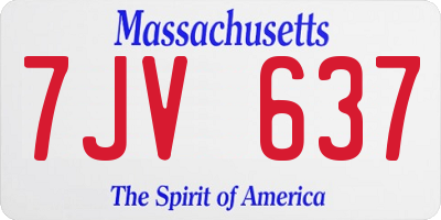 MA license plate 7JV637