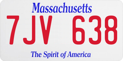 MA license plate 7JV638