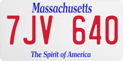 MA license plate 7JV640